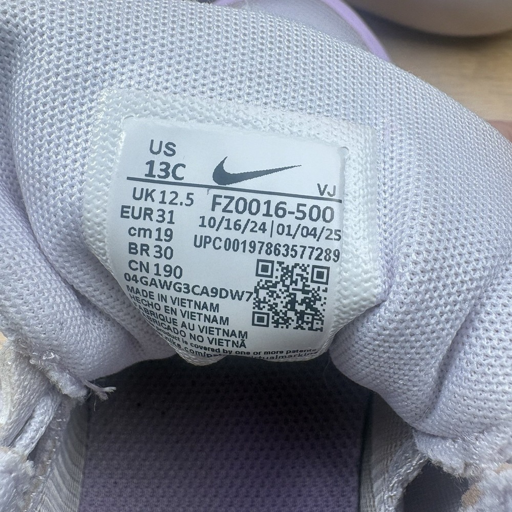 Nike Sonic Fly PS Girls Size 13C Barely Grape Purple Running Shoes FZ0016-500 - Picture 10 of 13
